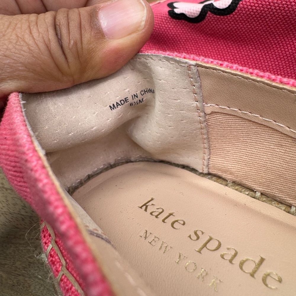Kate Spade Gavyn Pink Peony Lip Floral Espadrille Flats Shoes Women Size 6.5M - Picture 7 of 8